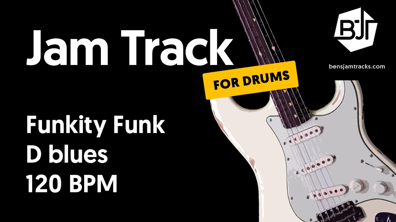Funk Jam Track in D blues (for drums) 