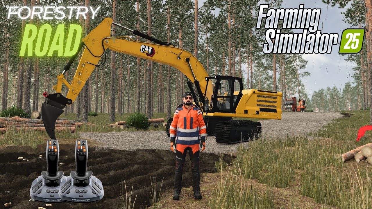 FS25 Forestry Road Still Under Construction in Farming Simulator 25 Pinewood Forest