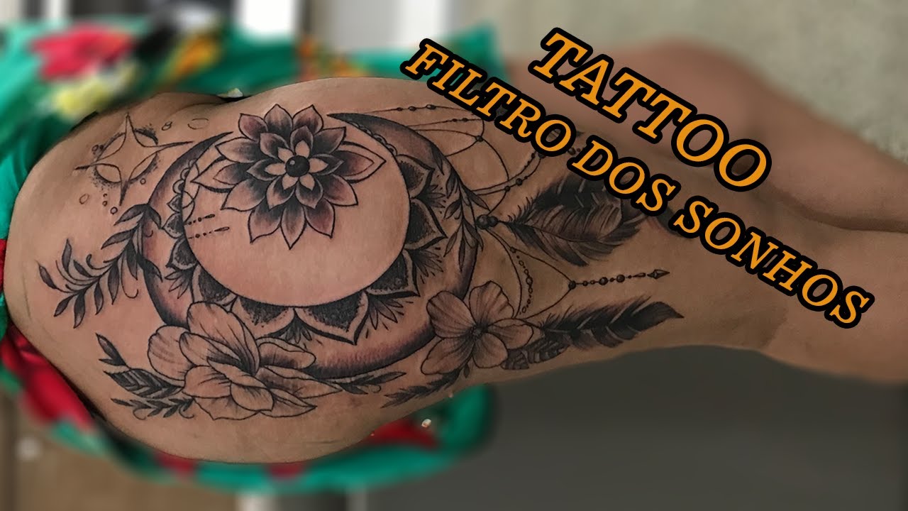 TATTOO FILTRO DOS SONHOS COM ROSA E LUA: TIME-LAPS-[TATUAGEM]