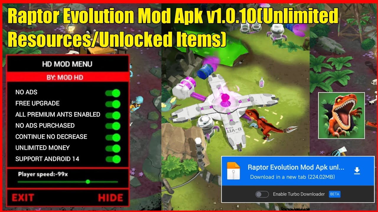 Raptor Evolution Mod Apk v1.0.10 (Unlimited Resources/Unlocked Items)