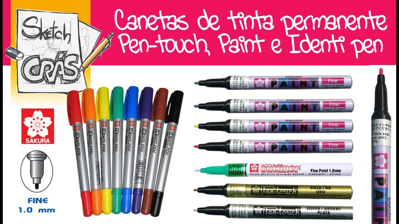 Canetas SPRAY de tinta PERMANENTE SAKURA: Paint Marker, Pen-touch e Identi Pen - Sketch Crás