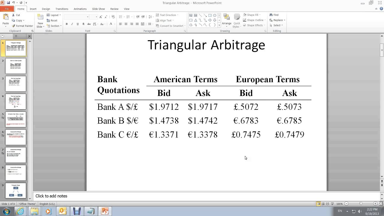 Triangular Arbitrage Step 1  direct quotations