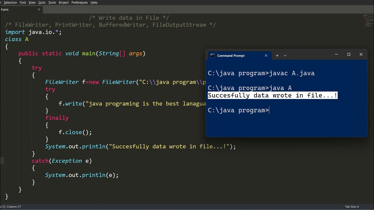 java program to write data into a file | java file handling