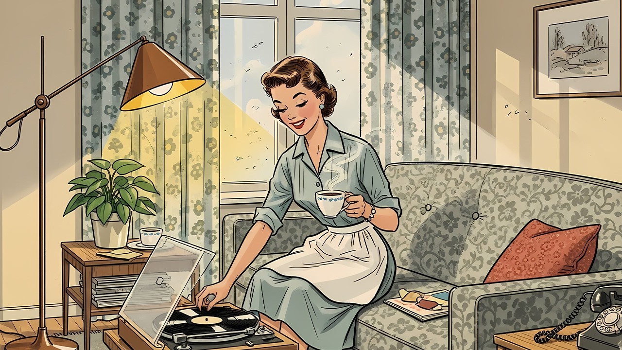 quiet evening with vinyl ☕ | relaxing 50s jazz in a cozy living room
