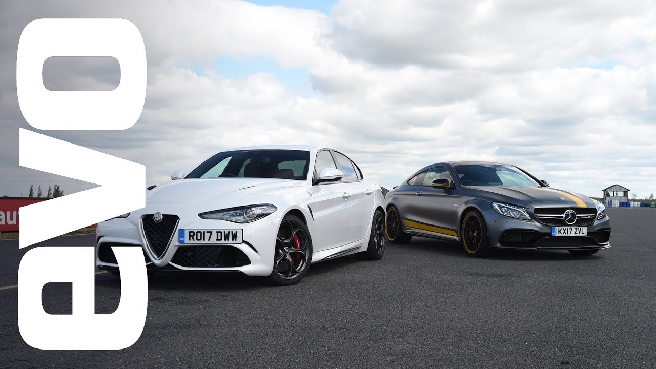 Alfa Romeo Giulia Quadrifoglio против Mercedes-AMG C 63 S Coupe | evo лицом к лицу