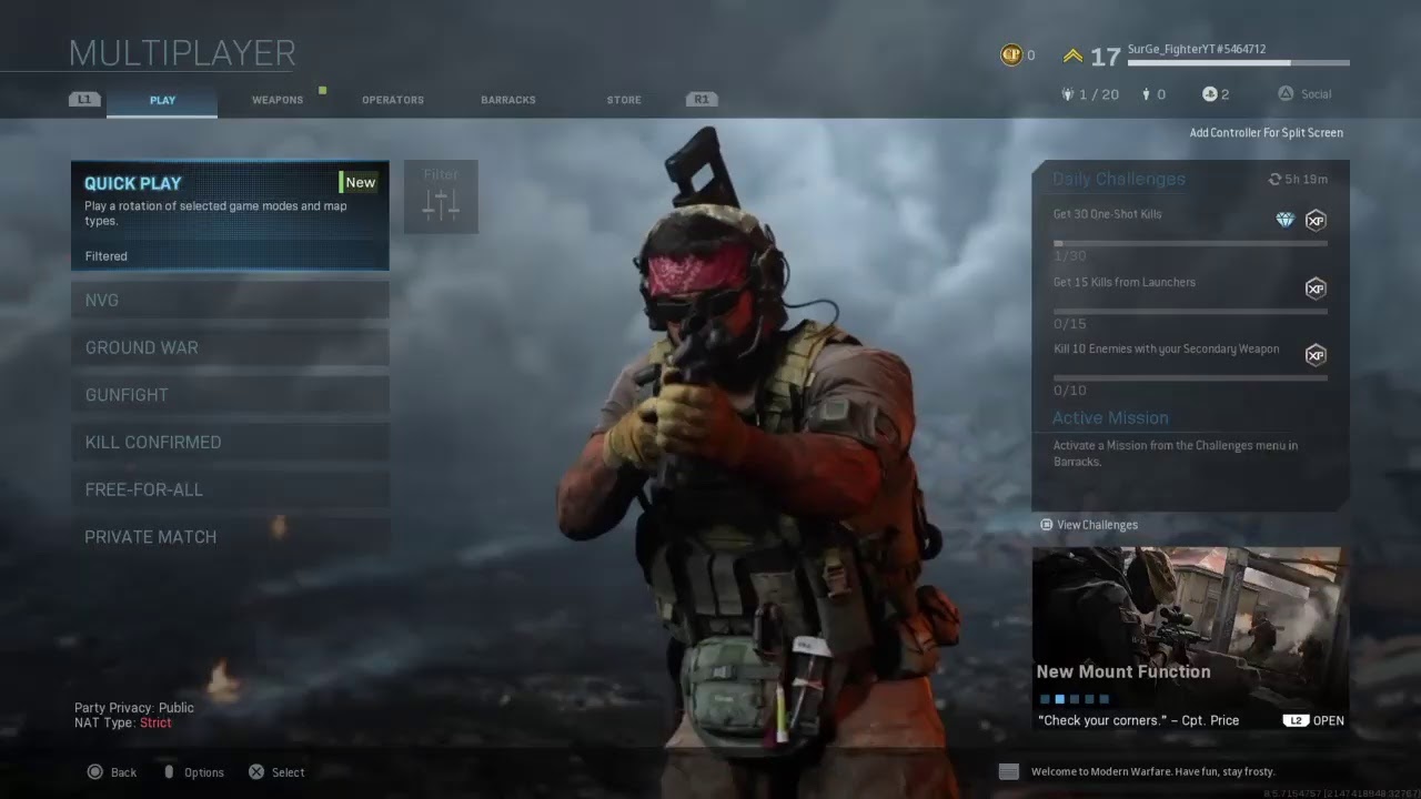 Playing CoD modern warfare, 32v32 ground war