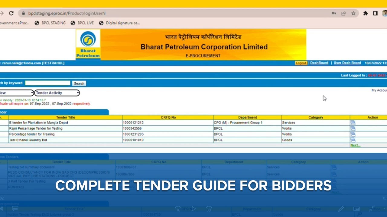 BPCL Bidders Complete Guide | Online Tender Guide