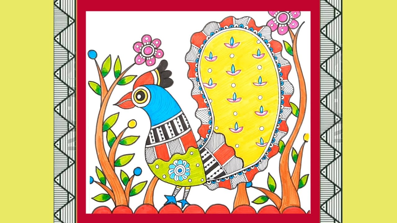 Easy Madhubani Drawing For Begginers