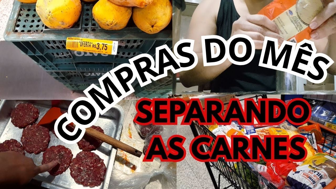 COMPRAS DO MÊS PARA DOIS + SEPARANDO AS CARNES PARA O MÊS #compras #mercado #supermercado