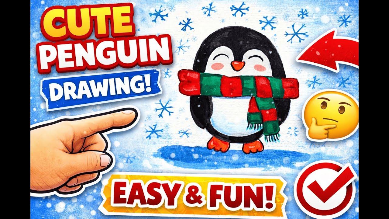 Dieser süße Pinguin ist SO EINFACH zu malen! 🐧❄️