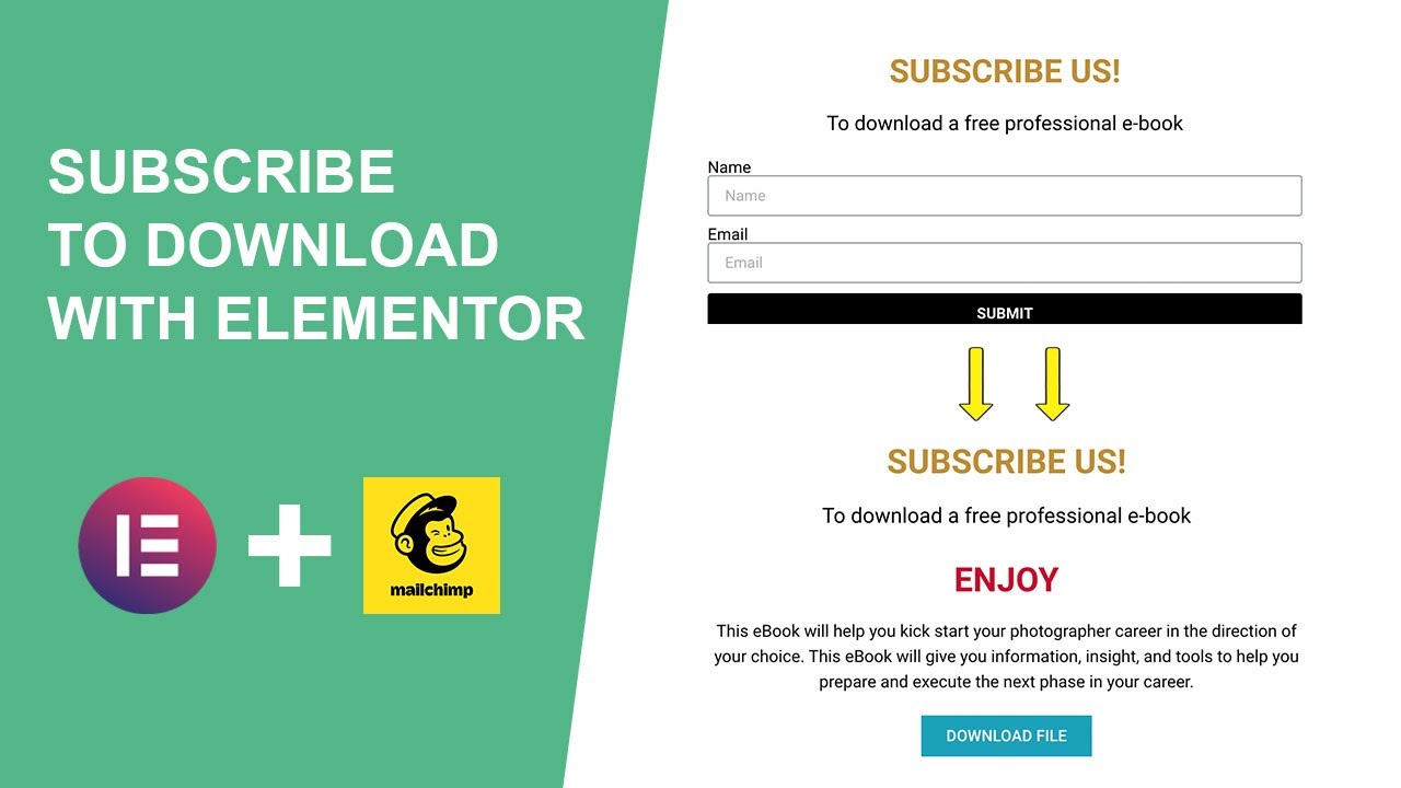 Subscribe to Download with Elementor