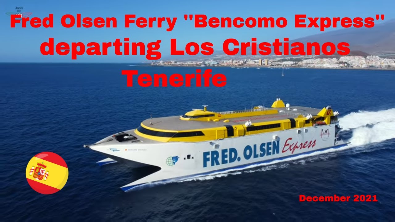 Fred Olsen Ferry ''Bencomo Express'' departing Los Cristianos, Tenerife, Canary Islands. DJI Mini 2