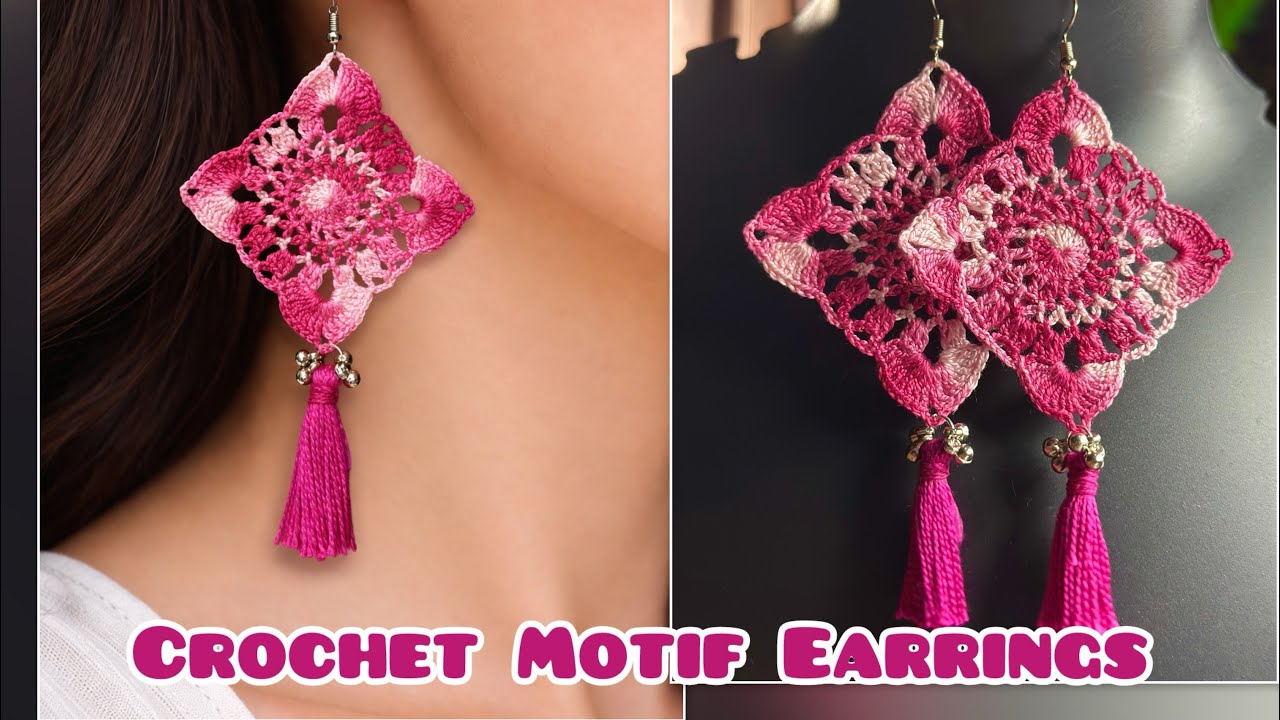 Crochet Motif Earrings Tutorial 🌸| Trending Crochet Jewellery Making | Trending shorts #shorts