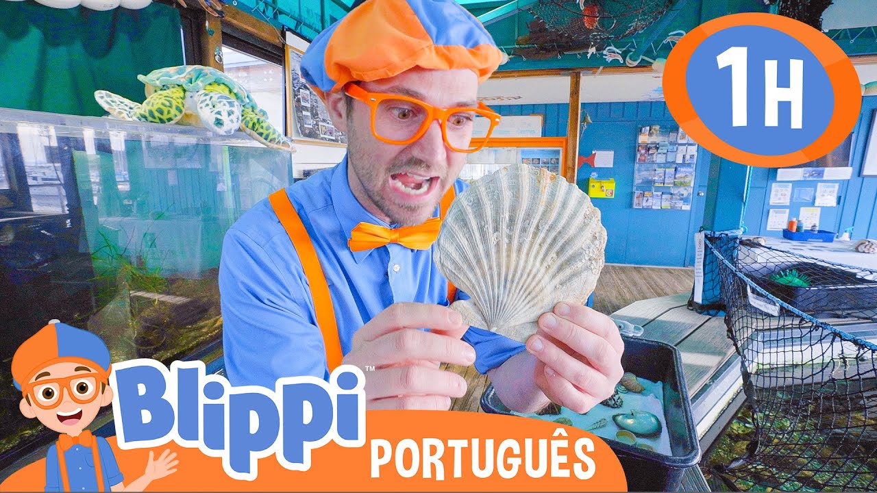 Blippi aprende sobre Animais Marinhos | 1 HORA de Blippi em Português | Vídeos Educativos