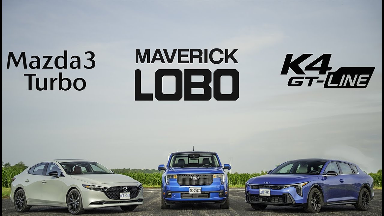 How Fast Is The Ford Maverick Lobo? Drag and Roll Race against Mazda3 Turbo and Kia K4 GTLine.
