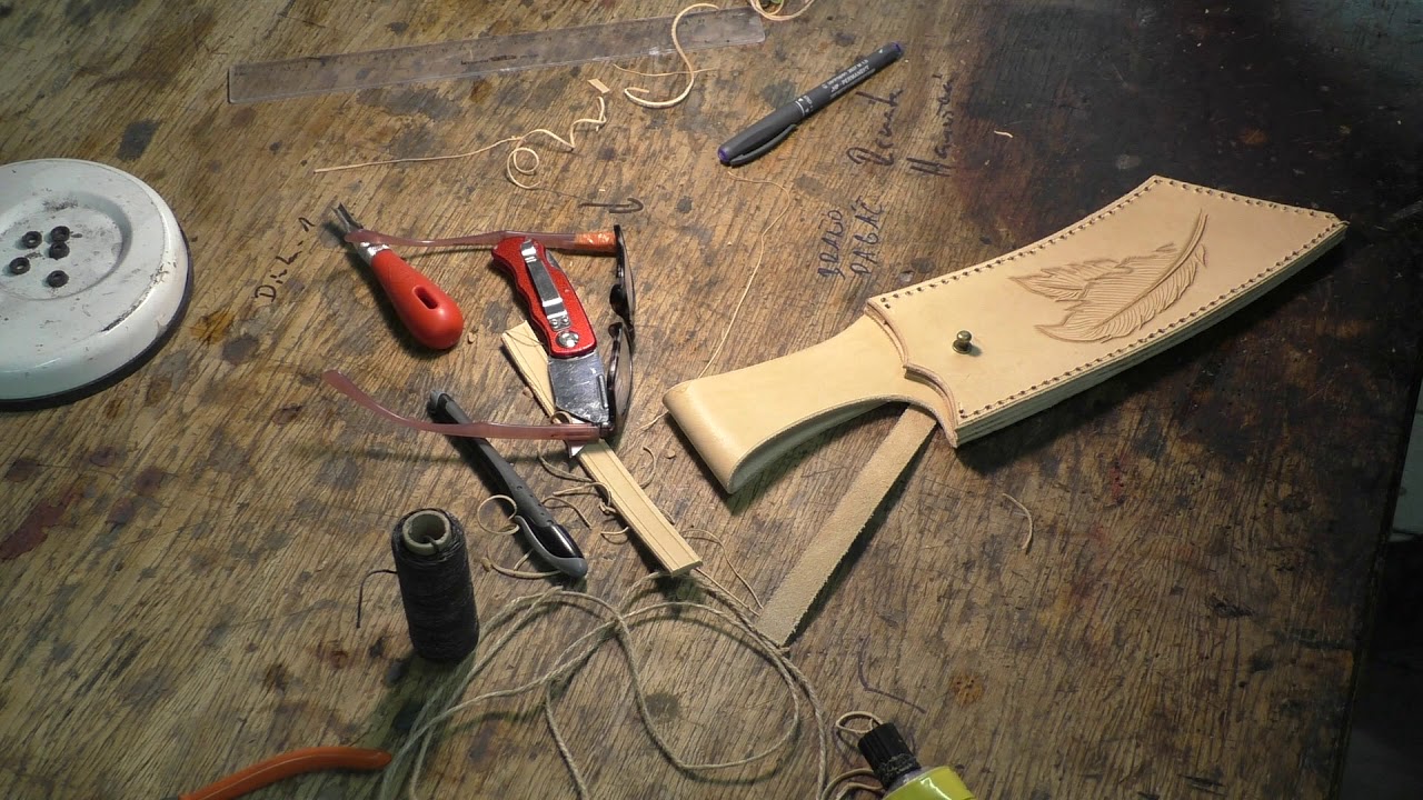 Výroba koženého pouzdra - Making a leather knife sheath tutorial