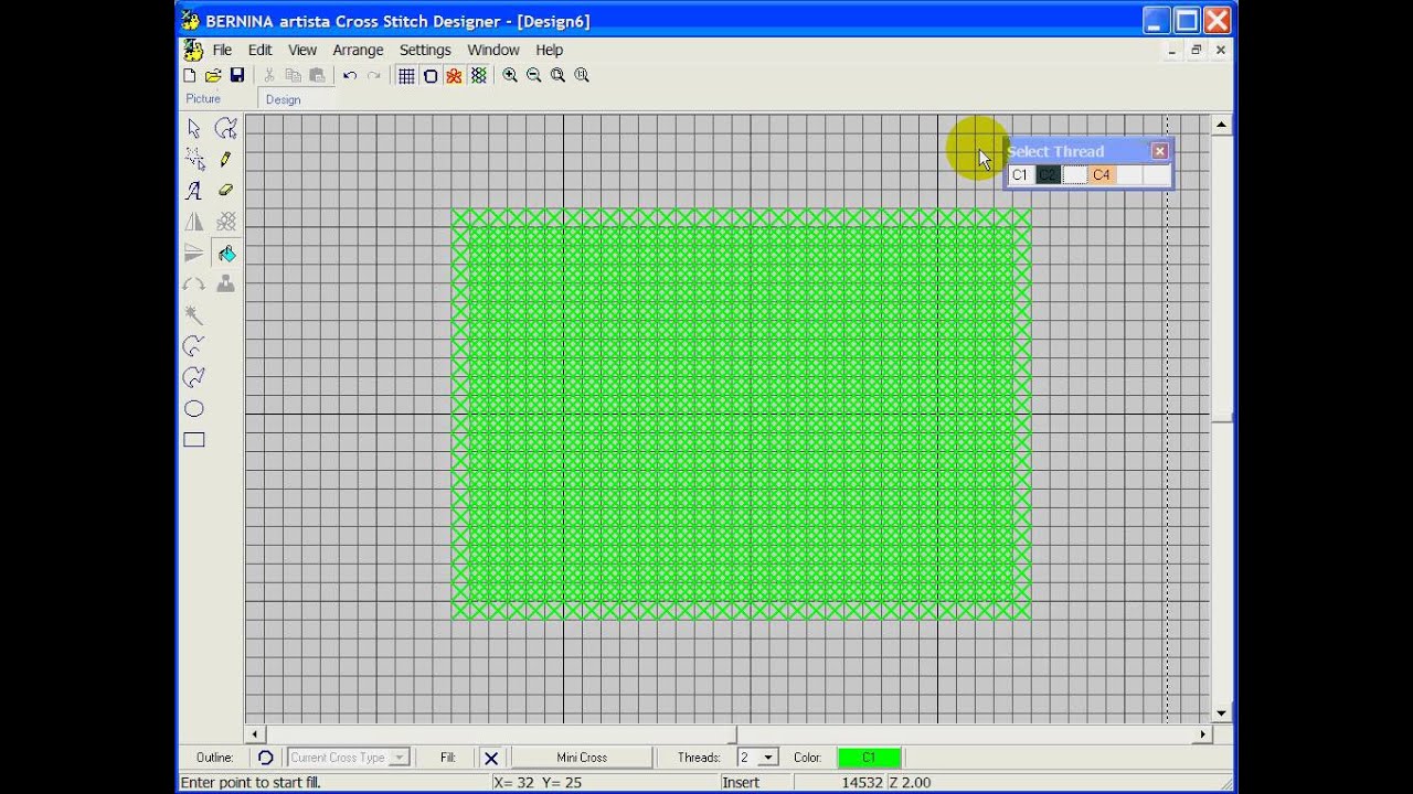 Digitizing Cross Stitch in Bernina Software