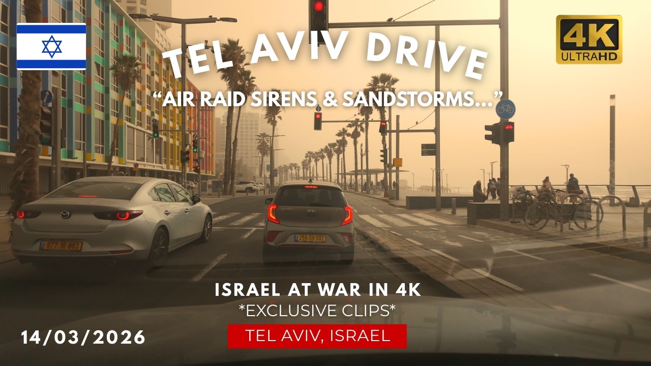 🚗 IN TEL AVIV, The SKY Turns ORANGE? – Driving During a Sandstorm & War | 4K City Tour in Israel