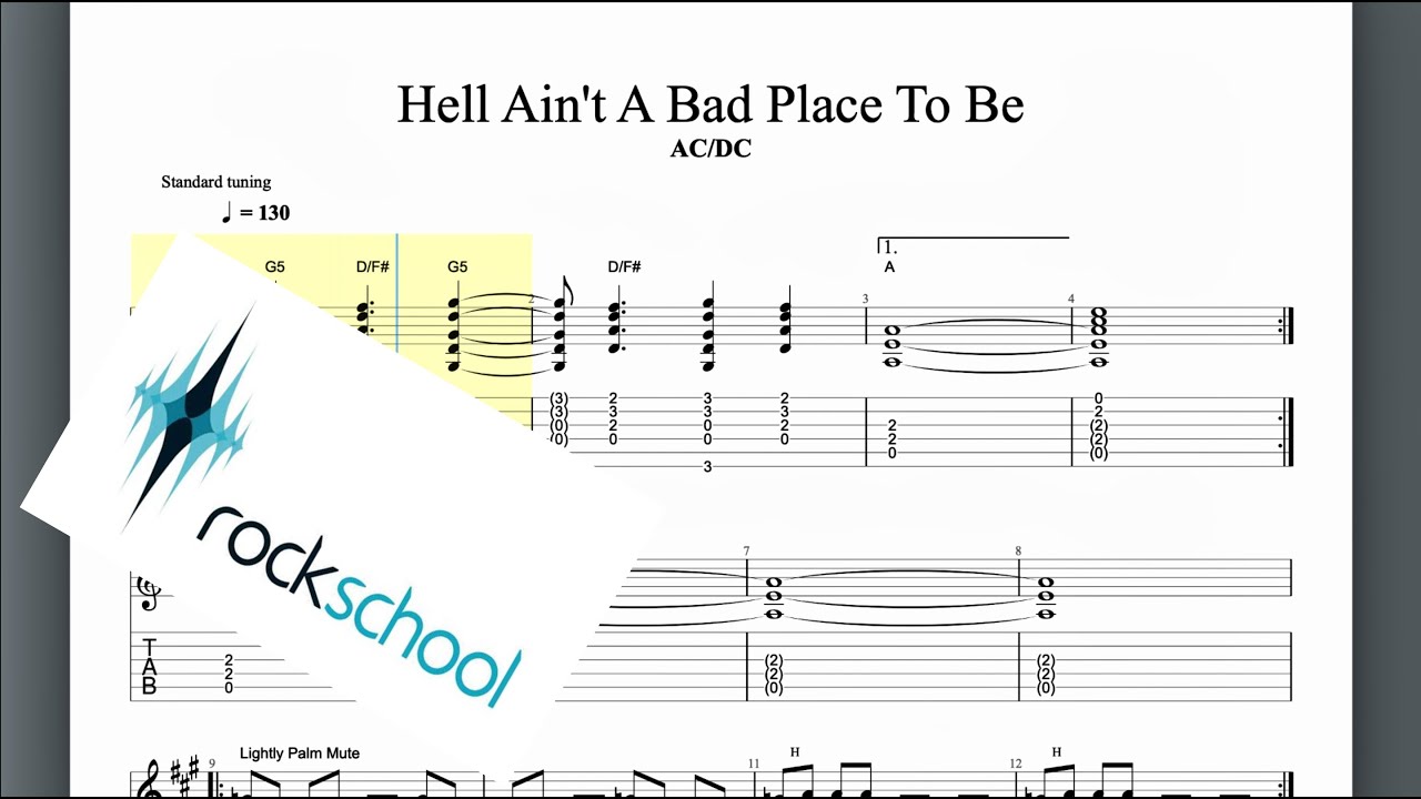 Hell Aint A Bad Place Rockschool Grade 5 Guitar