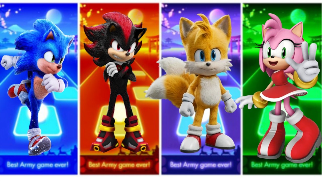 Sonic vs Shadow vs Tails vs Amu Rose - Tiles hop