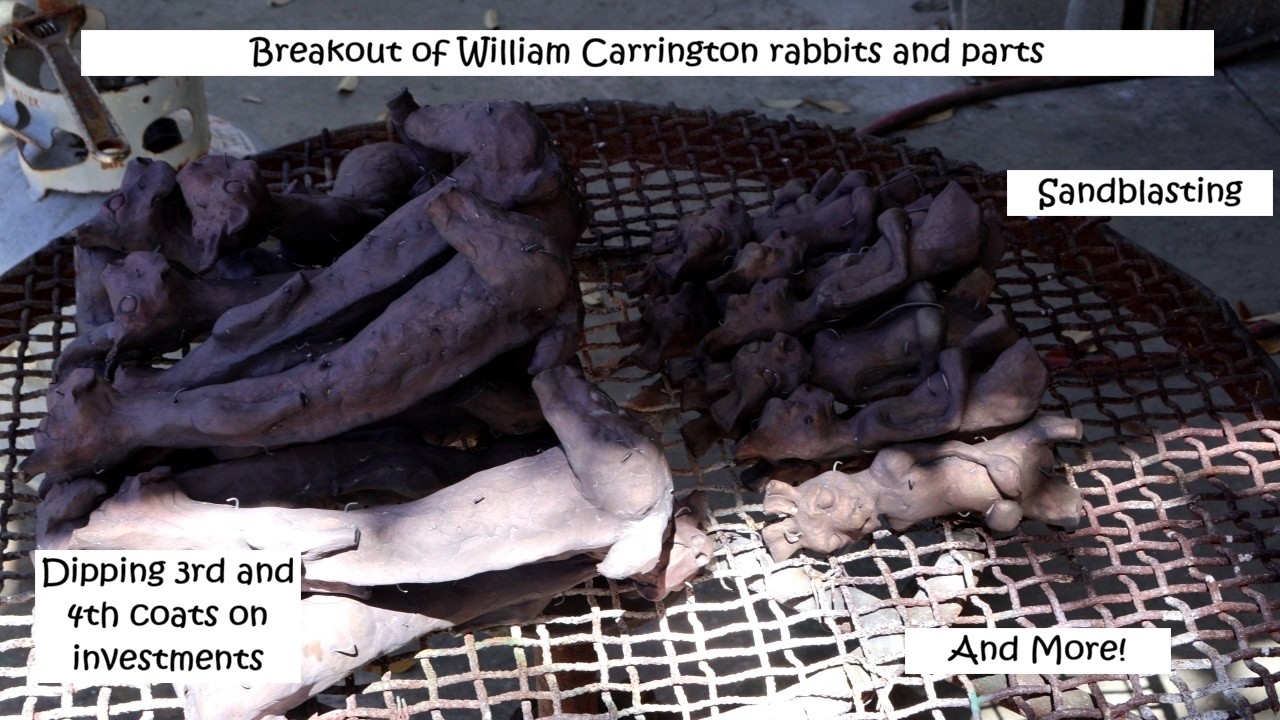 March 12, 2026 - Dipping 3rd/4th coats on investments, breakout and cleanup of rabbits and parts...
