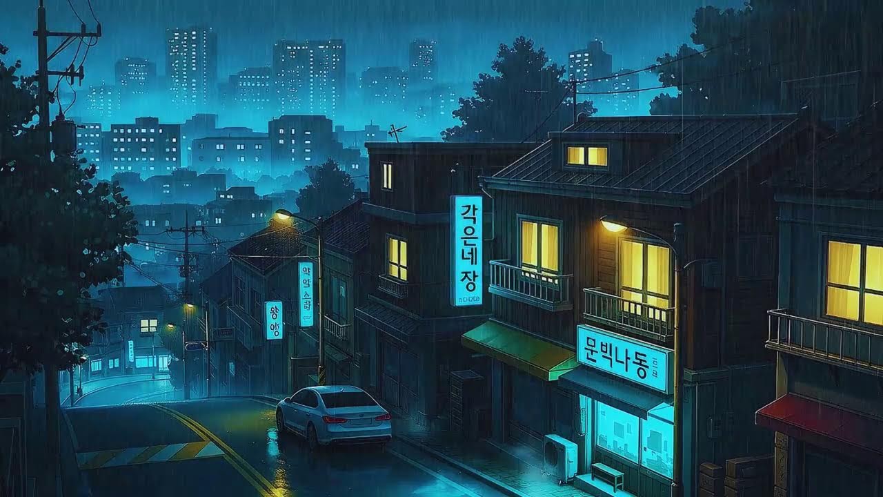 Rain Sounds and Lofi for Work in a Calm Korean Rainy Night to Block Distractions 😌
