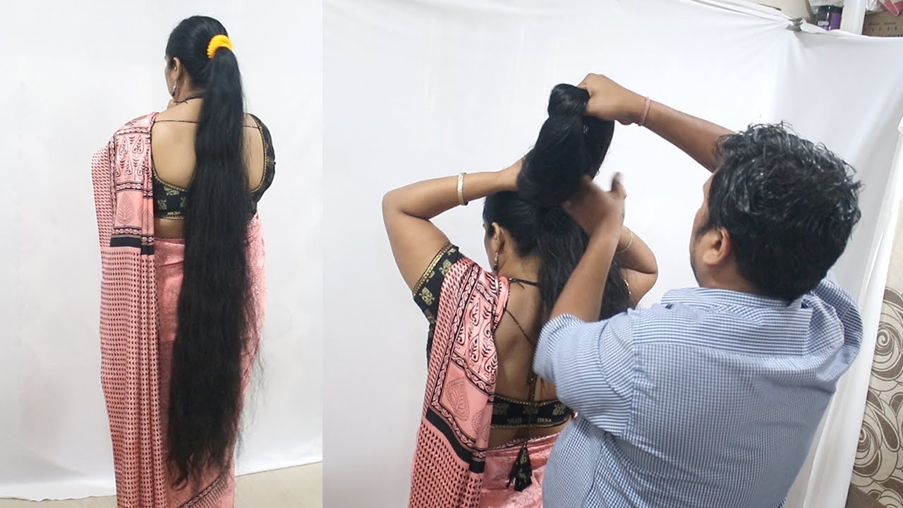 Husband's Helping Hand: High Ponytail Adventure | DIY High Ponytail | Extra Long Hair: High Ponytail