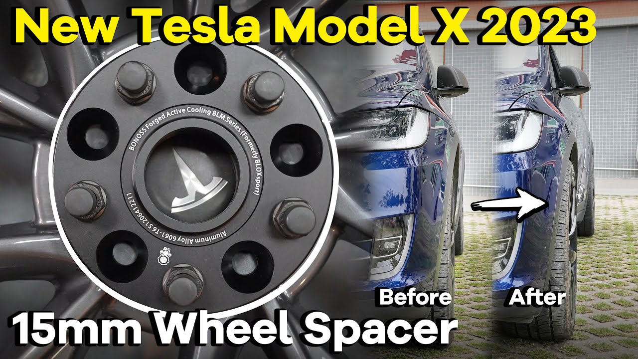 15mm Wheel Spacers Install On 2023 Tesla Model X|Before and After|BONOSS Tesla SUV Modified Parts