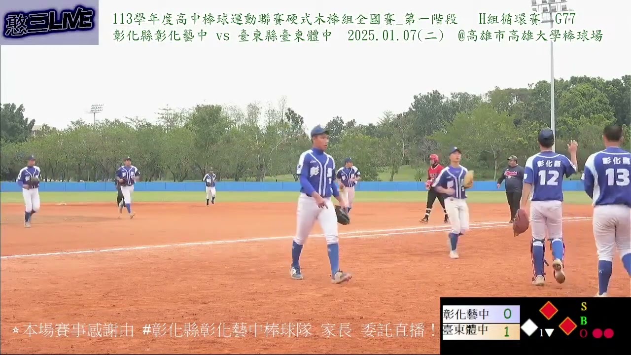 【113學年度高中棒球運動聯賽硬式木棒組全國賽 第一階段】彰化藝中vs臺東體中 1-6局 許丞郡