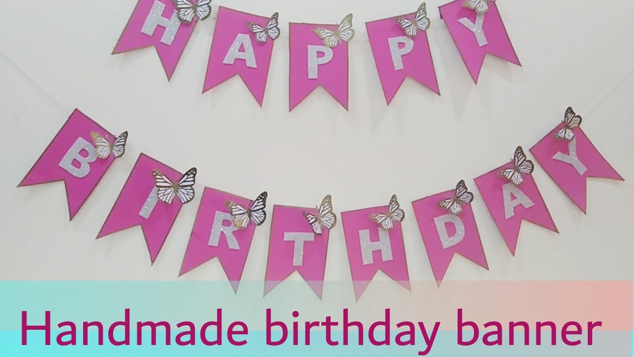 How to make birthday banner at home || DIY Butterfly birthday theme decor ideas #birthdaydecorations