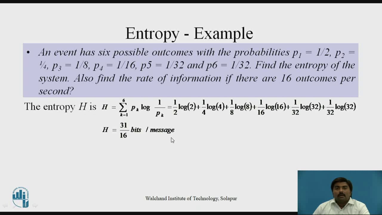 Entropy, Joint Entropy and Conditional Entropy - Example