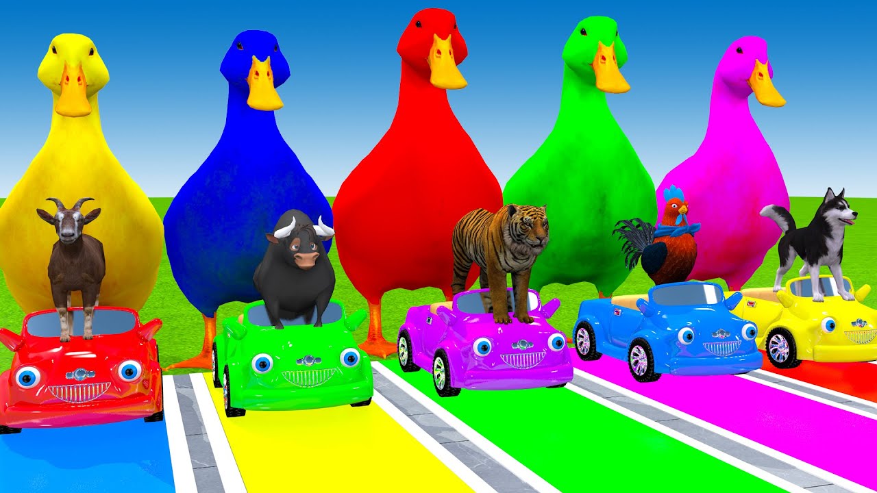 Long Slide Game With Cow Elephant Gorilla Hippopotamus Tiger 3d Animal Game Funny 3d Animals