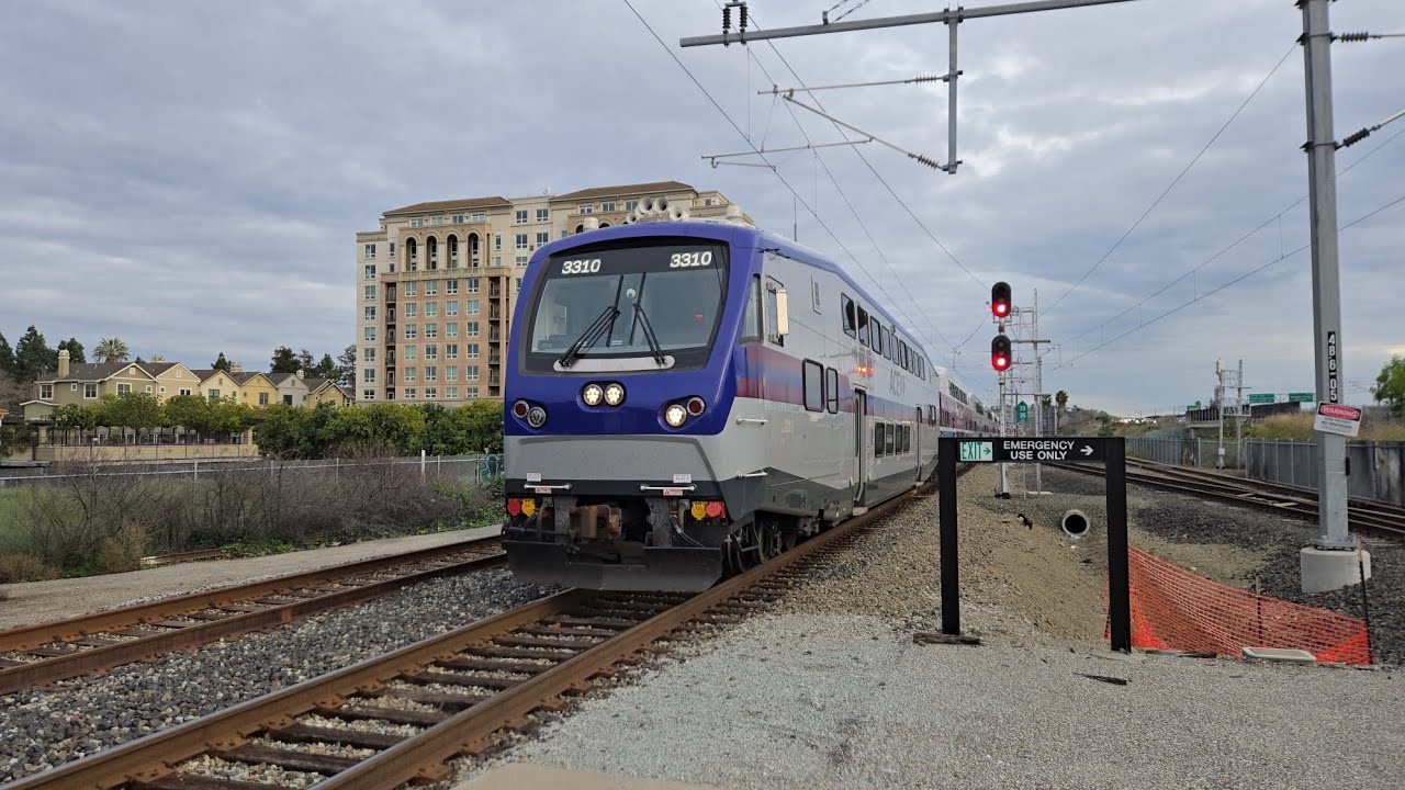 ACE Train 08 at Tamien Station with ACEX #3310 Cab, F40PH-3C #3104 and #3103