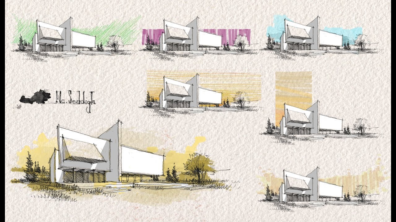 Different skies for your perspective + architectural colouring