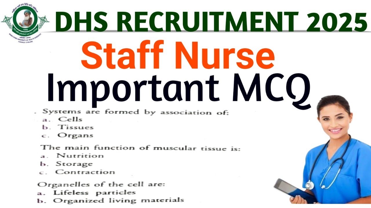 BFUHS STAFF NURSE IMPORTANT MCQ || DHS STAFF NURSE IMPORTANT QUESTIONS 