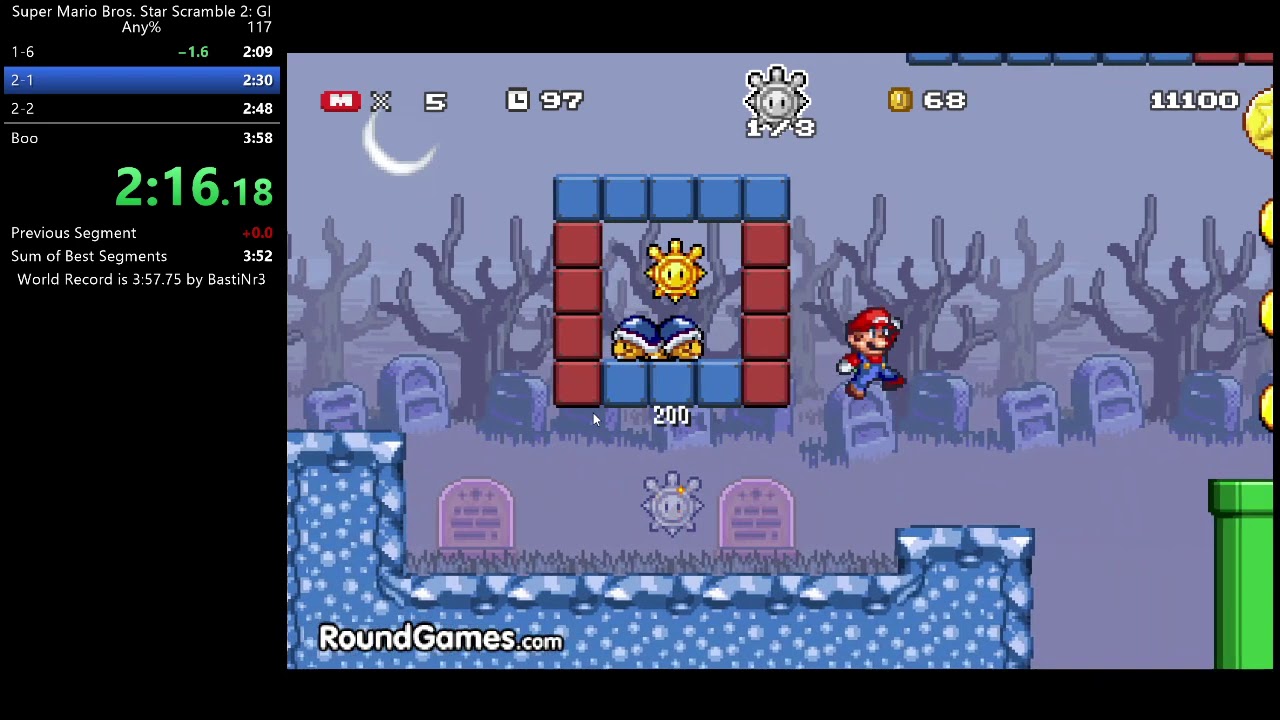 Super Mario Bros Star Scramble 2: Ghost Island Any% Speedrun (3:54.980) (World Record)