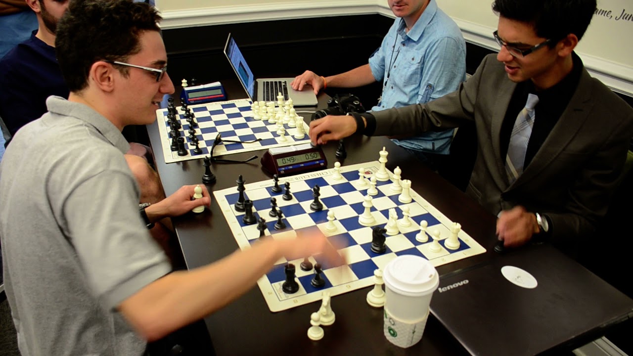Fabiano Caruana & Anish Giri playing bullet chess 2015 St. Louis Chess Club
