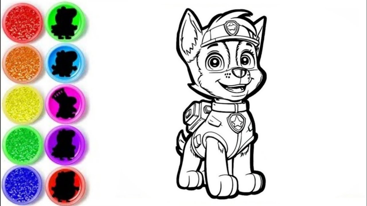 Draw and sketch paw patrol character Chase paw | Drawing Paw patrol book 