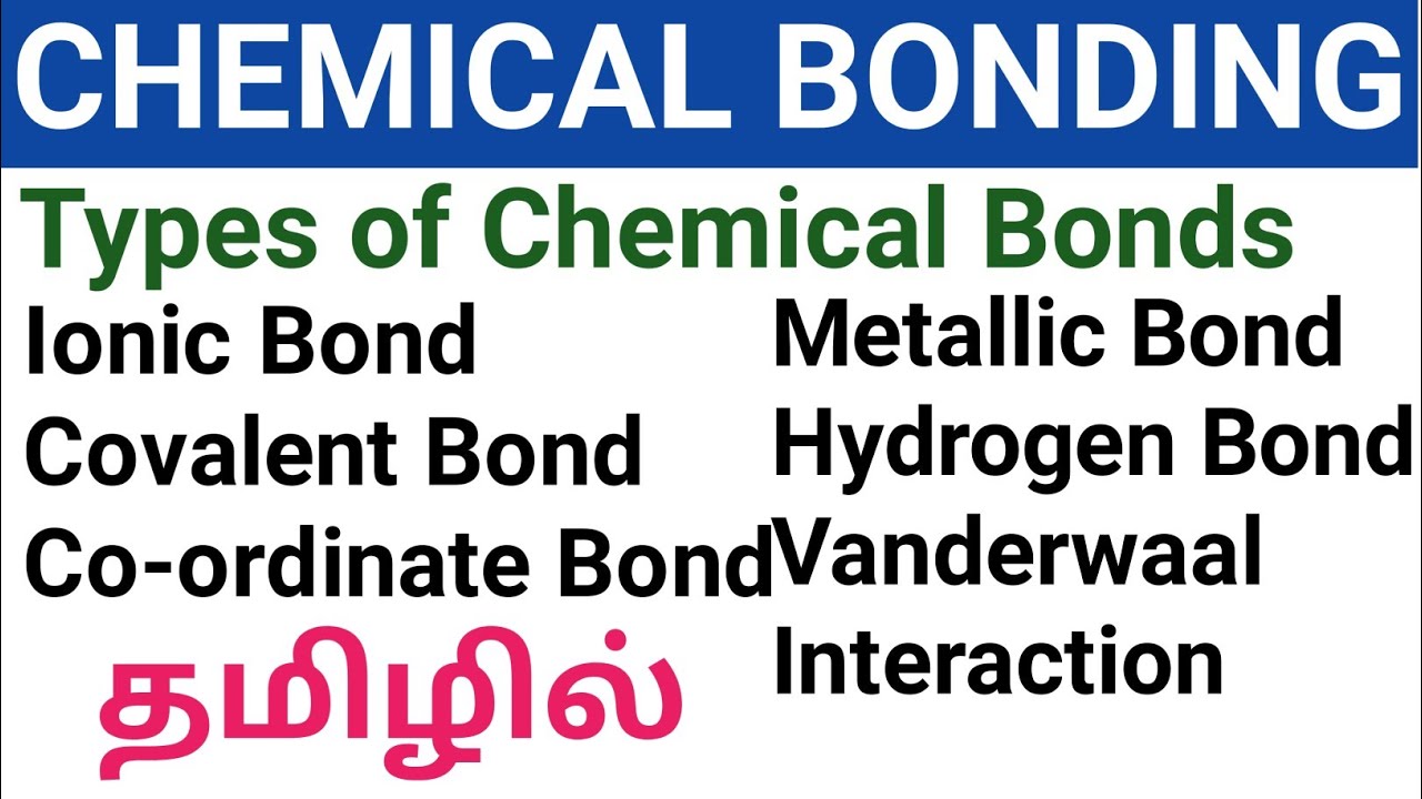 Six Types of Chemical Bonds | CHEMICAL BONDING- in Tamil