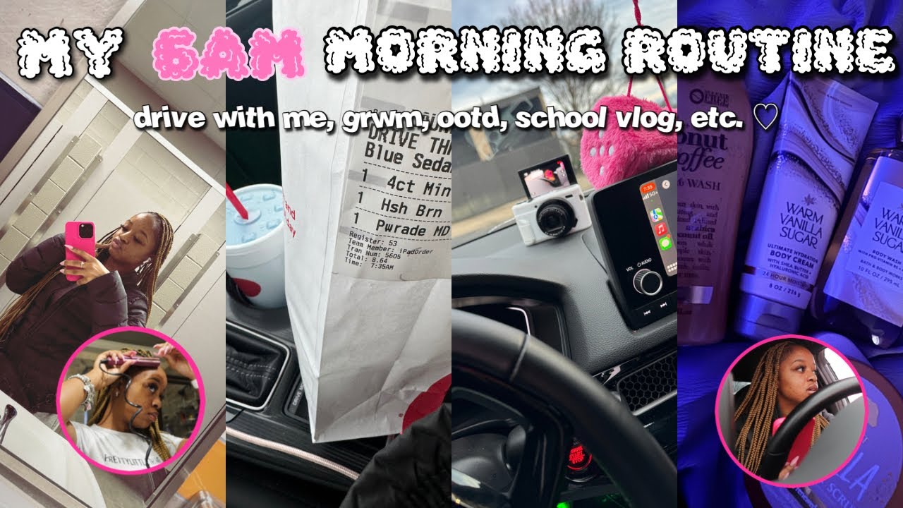 6am morning routine as a high school sophomore ; drive with me, grwm, ootd, school vlog, etc. ♡