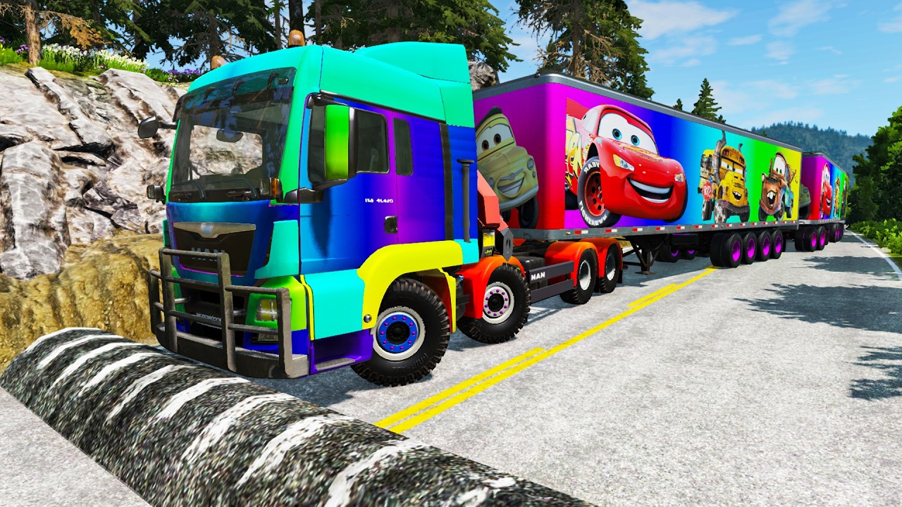 Trucks Cars vs Massive Speed Bumps vs Giant Bulge BeamNG Drive