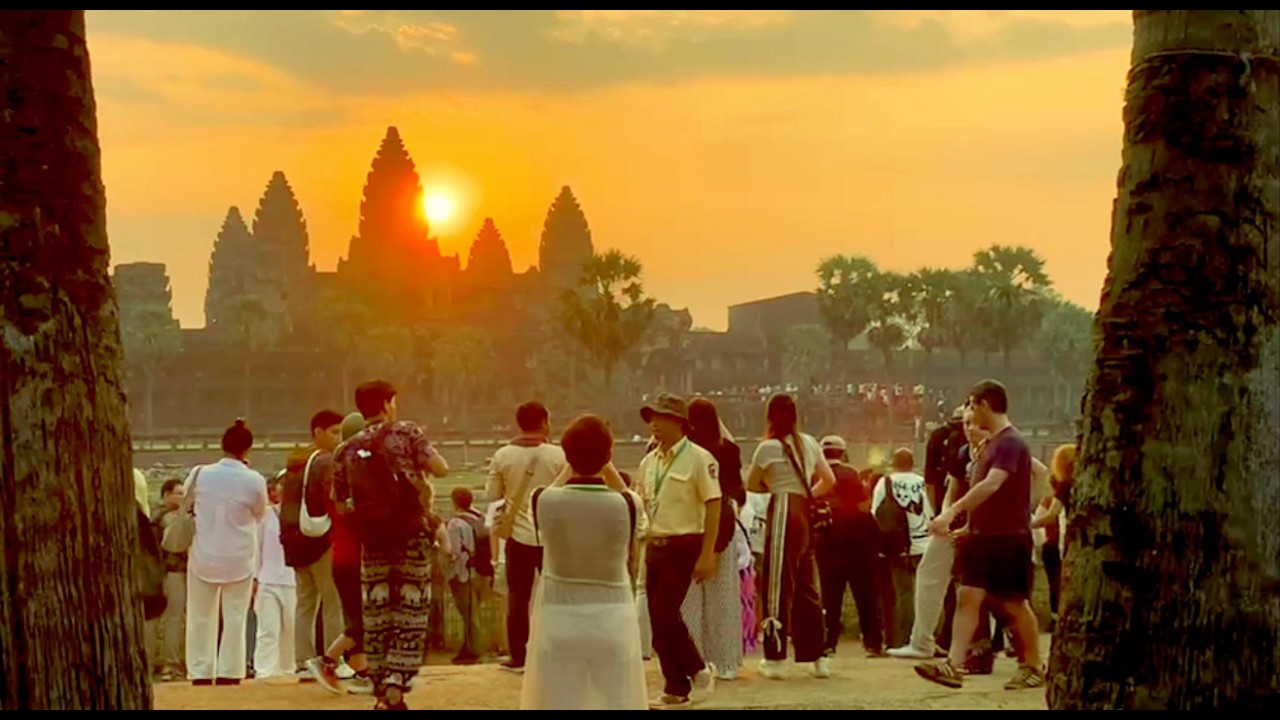 Angkor Wat Temple in the morning has more international visitors than domestic visitors