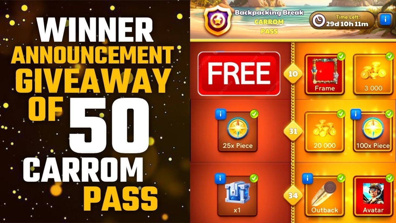 🥰 50 Carrom Pass Giveaway Winner Announcement Video 😵😉 Get Carrom Pass in Free 💖😍 - Techno Anupam