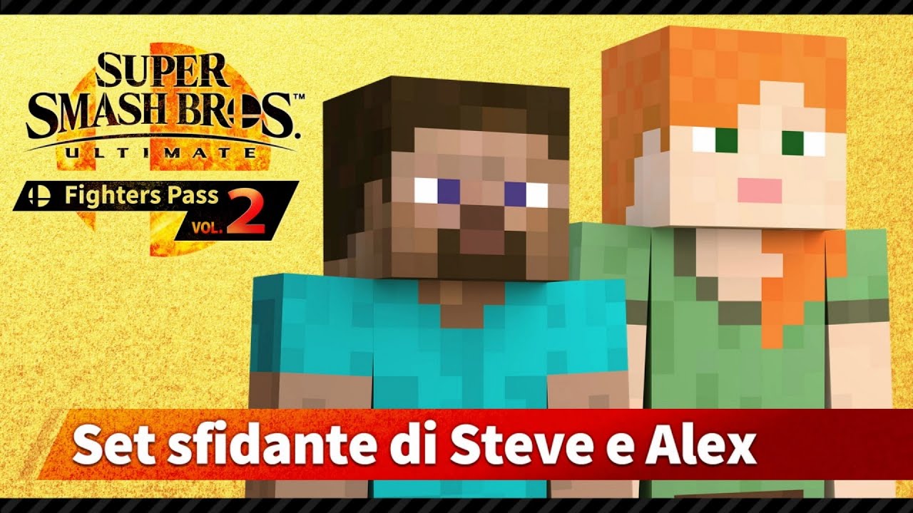 Super Smash Bros. Ultimate | First Look at Alex & Steve (Minecraft) in 8-Player Smash - Gameplay ITA