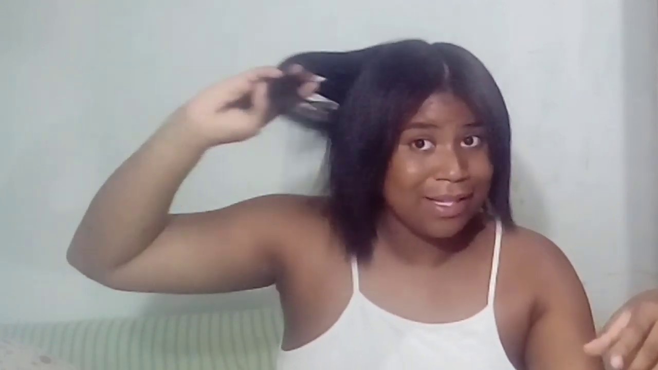 Retirando , escovando e pranchando -  NEGRA ALISADA