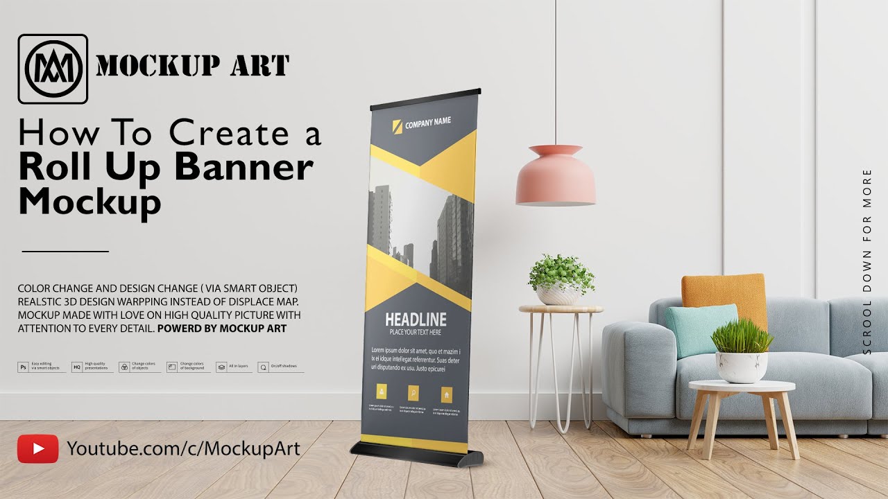How to create a roll up banner Mockup| Photoshop Mockup Tutorial