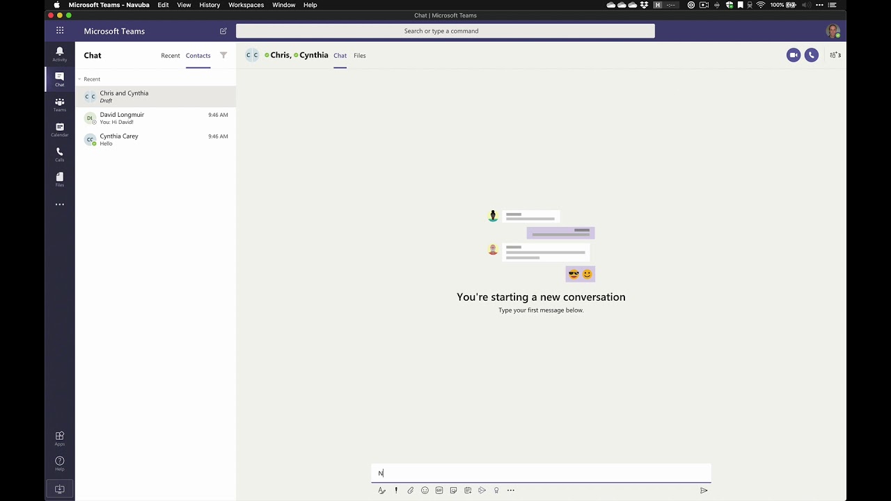 Start a chat in Microsoft Teams - Teams in Two