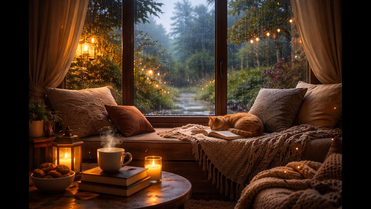 Rainy Cozy Room ☕ Lofi Beats & Rain Sounds for Relaxing, Studying and Sleeping