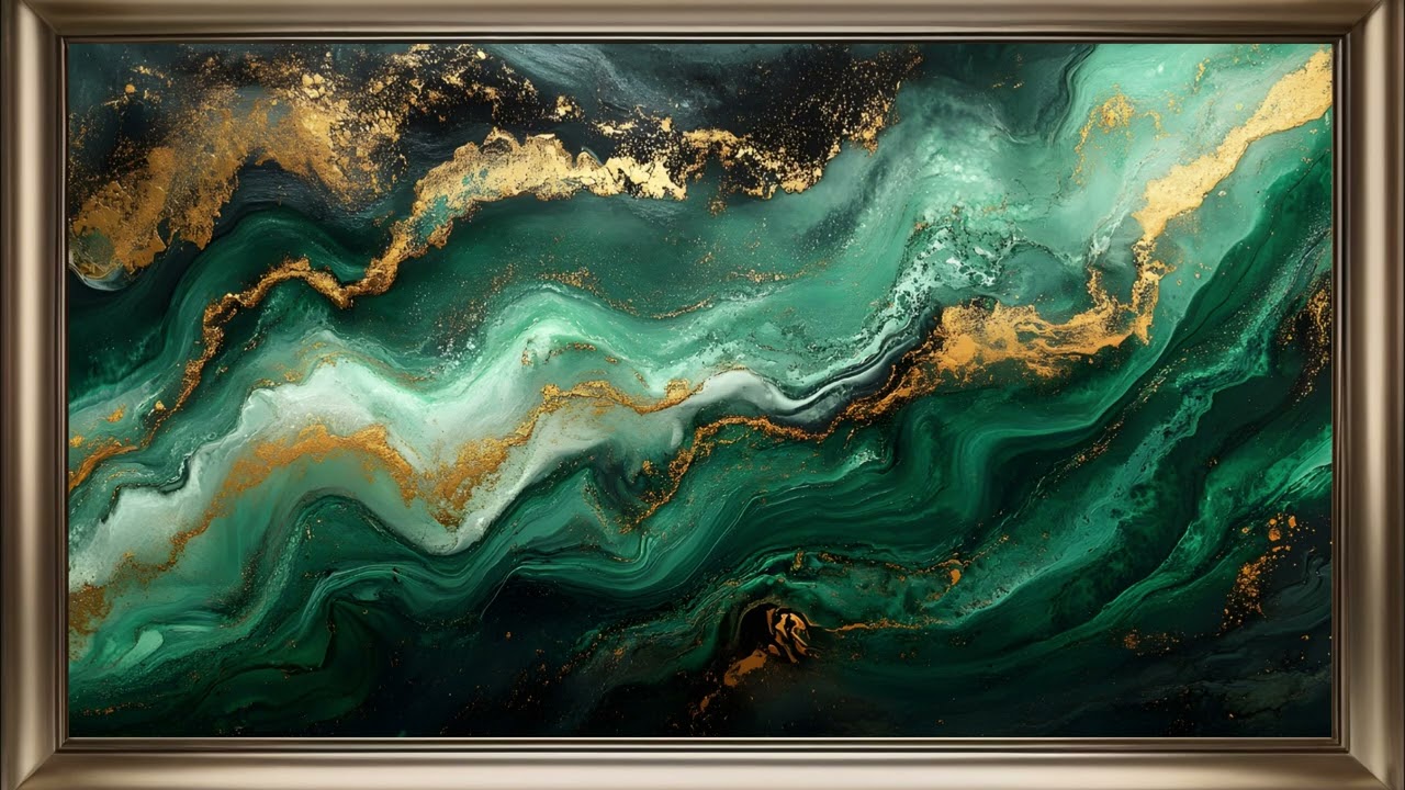 Emerald Flow Frame TV Art | Abstract Screensaver Background For Your TV