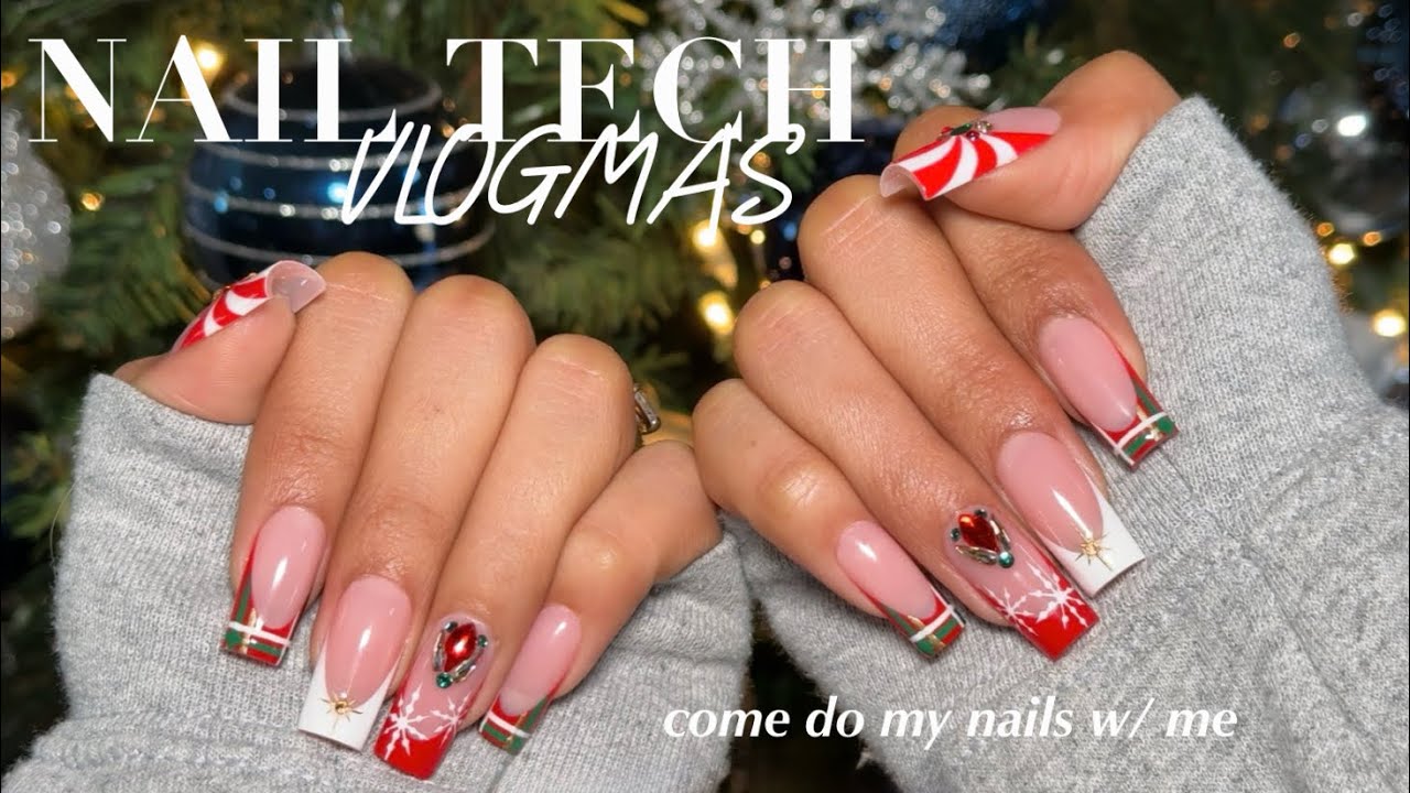 Nail Tech Vlogmas | Ep. 7 Come do my Christmas nails w/ me | looksbynessa